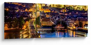 Obraz - Most Karola, Praga, Czechy (z zegarem) (90x30 cm)