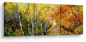Obraz - Romantyczna aleja wzdłuż wody, obraz olejny (z zegarem) (90x30 cm)
