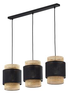 Lampa wisząca rattanowa czarna BOHO 3x E27