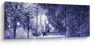 Obraz - Magiczna zimowa noc (z zegarem) (90x30 cm)