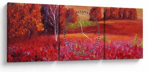 Obraz czerwonego krajobrazu (z zegarem) (90x30 cm)