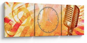 Obraz - Mikrofon retro (z zegarem) (90x30 cm)