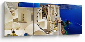 Obraz - Santorini, Grecja (z zegarem) (90x30 cm)