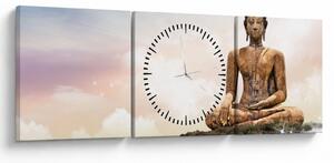 Obraz - Budda nadzorujący ziemię (z zegarem) (90x30 cm)