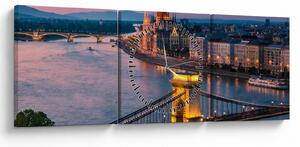 Obraz - Panorama miasta, Budapeszt, Węgry (z zegarem) (90x30 cm)