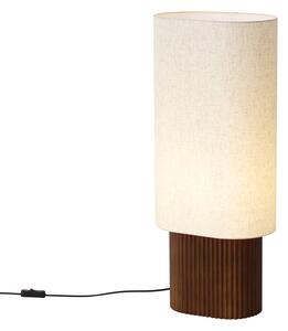 Lampa podłogowa Japandi drewno orzechowe z abażurem z tkaniny 70 cm - Lamel