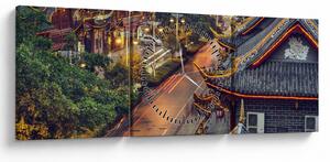 Obraz - Qintai Road, Chengdu, Chiny (z zegarem) (90x30 cm)