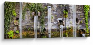 Obraz - Kamienny mur, Hamburg, Niemcy (z zegarem) (90x30 cm)