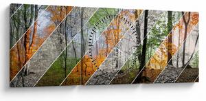Obraz - Zmieniające się pory roku (z zegarem) (90x30 cm)
