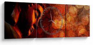Obraz - Budda w odcieniach czerwieni (z zegarem) (90x30 cm)