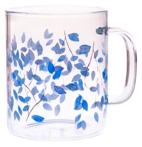 Szklany kubek Niebieskie kwiaty, 410 ml