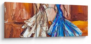 Obraz - tancerz, obraz olejny (z zegarem) (90x30 cm)