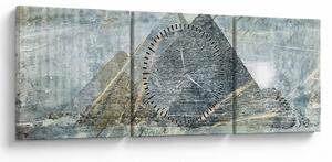 Obraz - Piramidy w niebieskim filtrze (z zegarem) (90x30 cm)