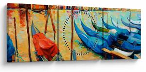 Obraz - Port w Wenecji (z zegarem) (90x30 cm)