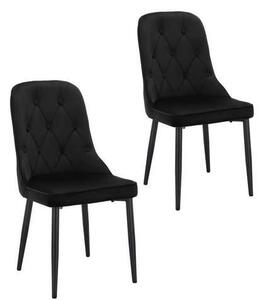 Elegancki, czarny fotel tapicerowany VELVET, zestaw 2 sztuk