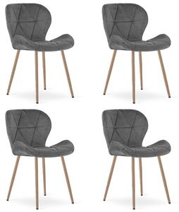 Styl I Elegancja Krzesło Mango - Aksamit Szary Ciemny / Nogi Dąb X 4