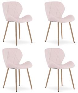 Styl I Elegancja Krzesło Mango - Aksamit Róż Jasny / Nogi Dąb X 4
