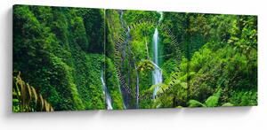 Obraz - Wodospady Madakaripura, Jawa Wschodnia, Indonezja (z zegarem) (90x30 cm)