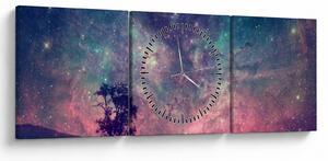 Obraz - Nieziemskie nocne niebo (z zegarem) (90x30 cm)