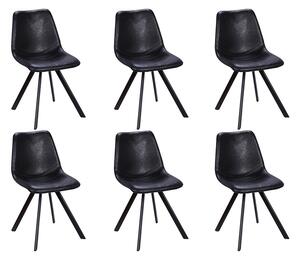 Zestaw 6 krzeseł LUBINE – Skóra ekologiczna – Kolor czarny