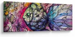Obraz - Kolorowa rybka (z zegarem) (90x30 cm)