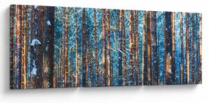 Obraz - Zimowy las (z zegarem) (90x30 cm)