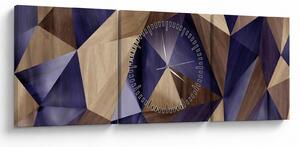 Obraz - 3D drewniane trójkąty (z zegarem) (90x30 cm)