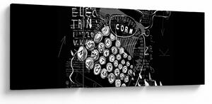 Obraz - Rysunek w stylu Banksy (z zegarem) (90x30 cm)