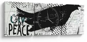 Obraz - Street art - ptak (z zegarem) (90x30 cm)