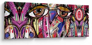 Obraz - Street art - sowa (z zegarem) (90x30 cm)