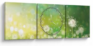 Obraz - Kwitnące mlecze (z zegarem) (90x30 cm)
