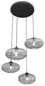 Szklana lampa wisząca z grafitowymi kloszami - D175 B8-G58