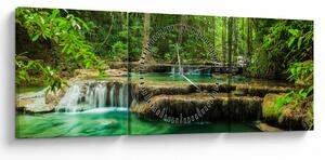 Obraz - Wodospad Erawan w Kanchanaburi, Tajlandia (z zegarem) (90x30 cm)
