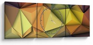 Obraz - Wielokątna abstrakcja 3D (z zegarem) (90x30 cm)