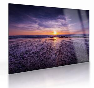 Obraz na szkle - plaża - zachód słońca (70x50 cm)
