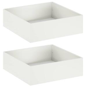 Doniczka ogrodowa 2 szt. Biały 80 x 80 x 30 cm Stal zimnogięta