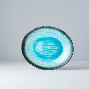 Niebieski owalny półmisek ceramiczny MIJ Sky, 24x20 cm