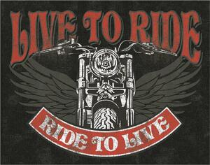 Metalowa tabliczka Live to Ride - Bike, (42 x 30 cm)