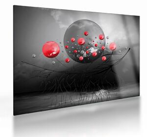 Obraz na szkle - czerwone abstrakcyjne kule (70x50 cm)