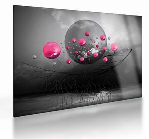 Obraz na szkle - różowe abstrakcyjne kule (70x50 cm)