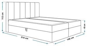 Szare łóżko kontynentalne 140x200 cm
