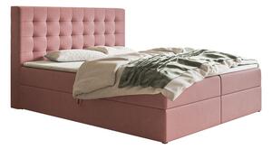 Różowe łóżko kontynentalne z zagłówkiem 140x200