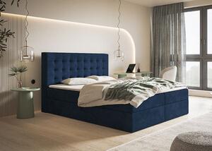 Granatowe łóżko kontynentalne 140x200