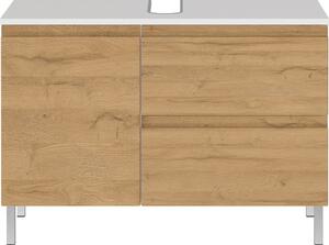 Biała szafka pod umywalkę w dekorze dębu 80x56 cm Torrance – Germania