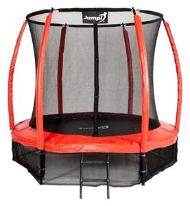 Trampolina Ogrodowa Jumpi 252cm/8FT Maxy Comfort Plus Czerwona Z Wewnętrzną Siatką