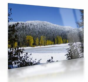 Obraz na szkle - ośnieżone góry zimą (70x50 cm)