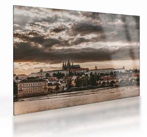Obraz na szkle - pochmurna Praga (70x50 cm)