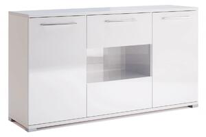 Biała duża komoda z witryną 150 cm H6-W75