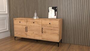 Komoda Arvento Loft dąb craft złoty