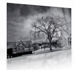 Obraz na szkle - czarno - biała wioska (70x50 cm)